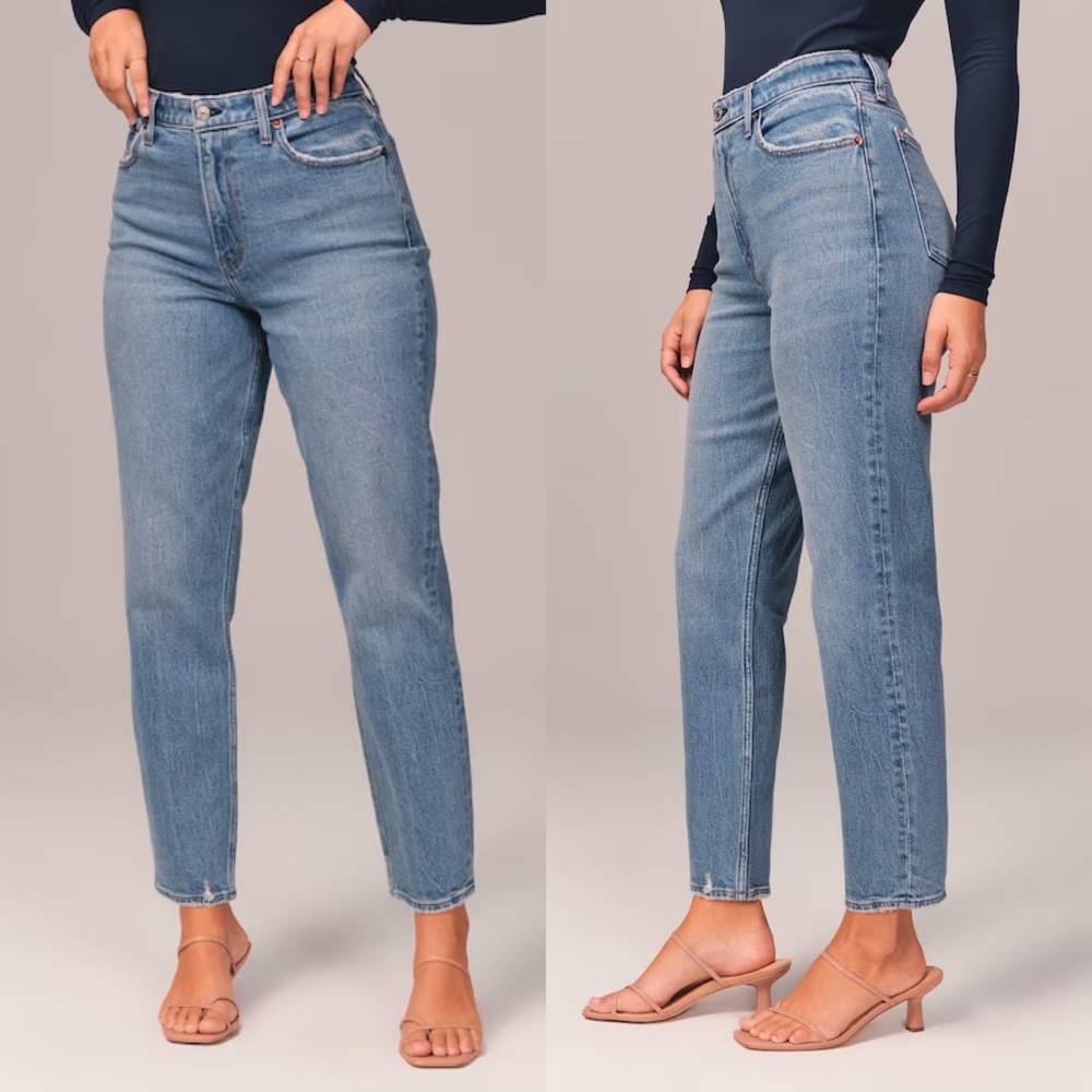 ABERCROMBIE The Mom Jean High Rise Medium Wash